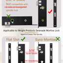 Flat Slot Storm Door Mortise Lock Body Fits Older Storm Door Handle Replacement Parts, 5/16" Square Spindle Hub, 2-1/2" Handle PZ, 7/8" Backset, 7" Faceplate H.C., Handle Not Included, Black
