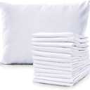 Pacific Linens White Percale Pillow Case - Soft Hotel Style Polly Cotton Blend, 200 Thread Count, Wrinkle Free Linen Pillow Cases, 12 Pack Set of Pillowcases (Standard)