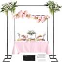 8.2FT Square Wedding Arch,Metal Arch Backdrop Stand Heavy Duty Adjustable,Extra 2 Clamp Change Over The Table Rod Stand,Black Balloon Arch Stand for Valentine Party Decor,Photoshoot Backdrop Stand Kit