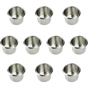 Game Table Cup Holder Insert - 10 Pack Stainless Steel Small Drop-in Drink Cup Holder, Poker Table Cup Holders for Casino Table, Game Table, Sofa, Boats, Bench, Work Desk, RV Cars & Trucks