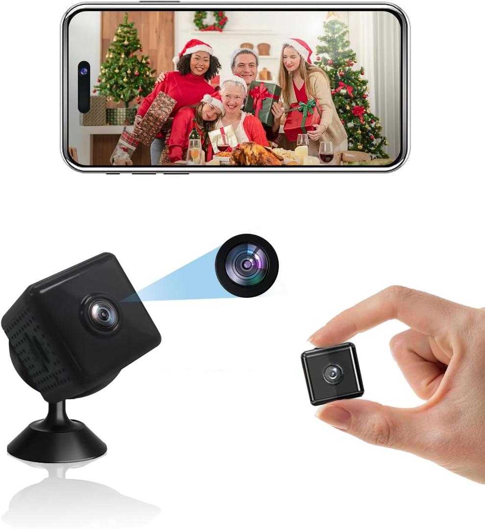 OVWE Mini Hidden Cameras, Spy Camera, 1080P Magnetic Security Camera, WiFi Wireless miniguard cam, with Night Vision Motion Detection (1PCS Square)