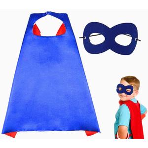 Capes and Masks For kids Double Side Dress up Costumes Christmas Halloween Cosplay Gift For Boys Girls