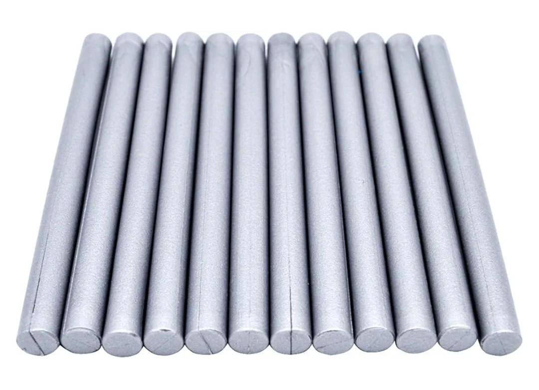 Large Silver Sealing Wax Seal Sticks for Standard Size Glue, Homemade Wedding Invitation Wax Seals - Pack of 12