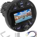 Boat Radio Marine Stereo Receiver,Waterproof Digital Multimedia MP5 Player, 3" LCD Display, Wireless Connection,No CD Player,AM/FM Tuner,AUX USB Preset EQ Subwoofer, for Car,Boat, ATV, Motorcycle, RV