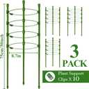 Legigo 3 Pack 30 Inch Plant Support Cages Tomato Cage for Garden- Plant Cages Adjustable Rings, Tomato Plant Support Stakes Trellis for Pots, Peppers, Cucumbers and Flowers with 10 Plant Clips