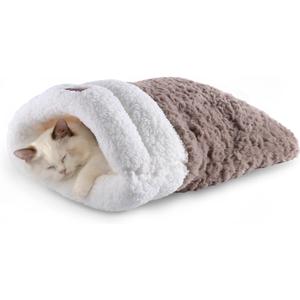 Cat Bed Cave 4 in 1 Cat Sleeping Bag Cute Self Warming Cat Cave with Plush Portable Snuggle Sack/Hideway for Indoor Cats & Small Pets Coffee 2117 Inch