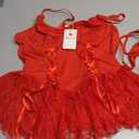 Mixxmix Lingerie for Curvy Women Tummy Control 2 Piece Mini Lace Babydoll Teddy Bodysuit with Garter Red L