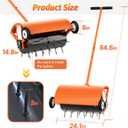 24 Inch Rolling Lawn Aerator, Heavy Duty Manual Aerator Tool, Up to 70 lbs, Push Spike Aeration Tool with 42 Spikes, Suitable for Lawns, Garden, and Yard Grass Aeration [Orange]