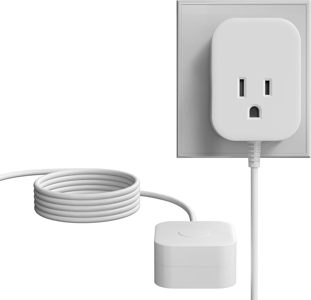 Elecan 3 Prong Lighting Control Grounded Plug, Silent ON/Off Switch with 6 Ft Power Cable, Energy& Space Saving Cord, 125V for Tabletop or Wall Mount Indoor, Lamps Fans Small Appliance, ETL-White