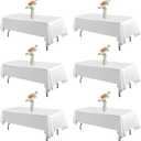 6 Pack White Table Cloth Rectangle for 6ft Tables 60102 Inch Polyester White Table Cover Washable Reusable Decorative Rectangle Tablecloth for Party Wedding Banquet Birthday