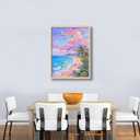 Beach Picture Wall Art for Home Decor Bay Coastal View Poster Summer Wall Decor Beach Oil Painting Canvas Prints for Living Room Bedroom Bathroom Decorations 16 24 in (Unframed)