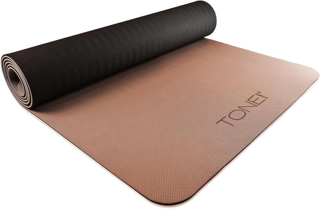 TONE Fitness Yoga Mat 1/4" Thick Non Slip Exercise & Pilates Mat for Home Workouts with Carrying Strap