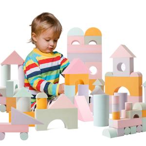 Set of 34 Jumbo Large Foam Blocks for Toddlers - Stacking Soft Blocks for Kids with Shapes & Colors Learning - Construction Building Preschool Toys - Giant Foam Bath Blocks for Toddlers 3-5 & above