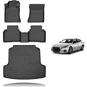 All Weather Car Floor Mats & Cargo Liner Set Fit for Nissan Altima 2019 2020 2021 2022 2023 2024 2025 Floor Liners Trunk Liner Altima Cargo Mat Accessories Black