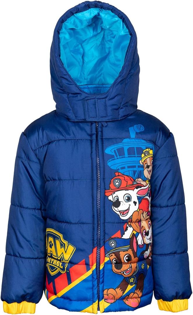 Paw Patrol Rubble Marshall Chase Zip Up Puffer Jacket Toddler to Big Kid (4T, Navy)