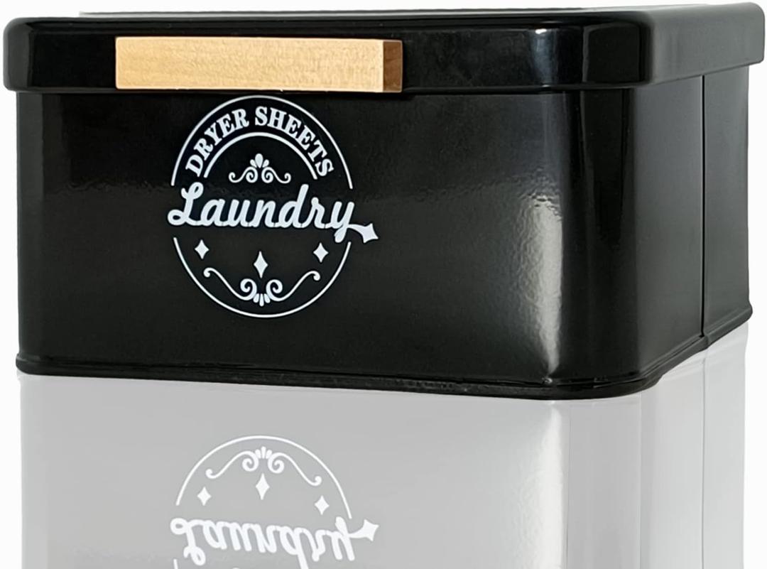Dryer Sheet Holder Container for Laundry Room Organization, Farmhouse Laundry Organization and Storage, Metal Dryer Sheet Dispenser for Laundry Room Decor (Black)