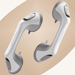 ABLECARE 2 Pack 12 Inch Elderly Heavy Duty Shower Handle, Seniors Grab Bars for Bathtubs, Suction Cup Removable Handrails, Safety Bathroom Grip for Handicap (Light Gray)