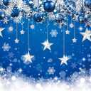 LYCGS 7x5ft Blue Christmas Backdrop Merry Xmas Winter Snowflake Photography Background Winter Birthday Party Baby Shower Backdrop X-321