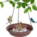 Hanging Bird Bath for Outside, VUWEZ Hanging Birdbath & Bird Feeder for Outdoors, Birds Water Wild Feeders Tray Bowl Accessories for Outdoor, Small Large Birdbaths Bowls for Garden Balcony Decoration (10" (1 pack), Chocolate)