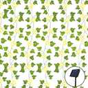 Hokinaa Artificial Ivy Fake Vines - Solar 33 Ft 100 Lights Waterproof Copper Wire Lamp Garland Greenery Fake Hanging Plants Vine Green Leaves for Bedroom Wedding Party Garden Wall Curtains Decor