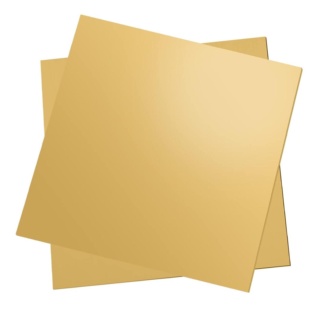 2 Pcs Brass Sheet, 6" x 6", 18 Gauge(1mm) Thickness, No Scratches, Film Attached Brass Plates