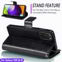 LMDAMZ for Galaxy S20 6.2 Inch Wallet Case [3+ Card Slots] ID Business Card Credit Card Slot Carry Pouch with Stand Double Sided Multi-Card Slot Flip Folding PU Wallet Leather Case (Black)