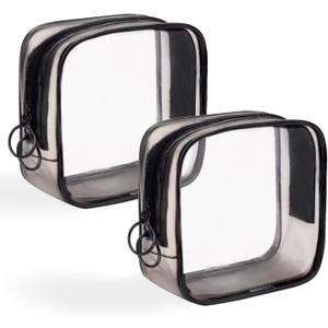 LYroo Black Small Makeup Bag Clear Mini Makeup Zipper Pouch Makeup Bag Small Cosmetic Bag for Purse Essentials Items Women Coin Purse Aesthetic Stuff(2 Pack)