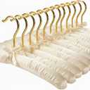 Premium Padded Hangers for Womenâ€™s Clothing - Set of 12 Non-Slip Fabric Hangers for Sweaters, Dresses, Coats, Wedding & Bride Hanger, Ivory