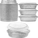9" Aluminum Foil Pans with Clear Lids 50 Pack,Heavy Duty Disposable Containers for Roasting,Storing,Baking,Cooking,Recyclable