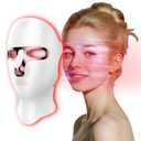 Yahi Red Light Therapy Mask for Face, Cordless 7-in-1 Red Light Mask with 850nm NIR LED Face Mask Light Therapy for Anti-Acne & Anti-Aging, USB-C rechargeable for Use at Home Work Travel, White