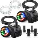 2 Pack 10W 160GPH Submersible Fountain Pump with 12 Color LED Lights, Small Fountain Pump with 4 Spray Nozzles, Ultra Quiet Design for Outdoor Pond, Aquarium, Fish Tank