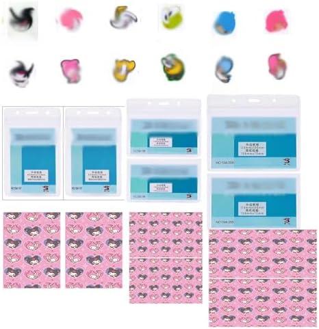 Usmik 18PCS Cute Retractable Badge Holders Set-Cute Badge Reel with Clip 6PCS Imformation Cards Vaccinate Record Cards Plastic Holder Horizontal and Vertical Card Holder Pack Of 4