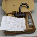 BSTIIU Bathroom Faucet, 3-Hole Black and Gold Vanity Faucet with Metal Sink Drain, 2-Handle 4-Inch Centerset