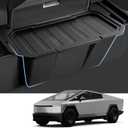 Canvcle Rear Floor Storage Box for 2024 2025 2026 Tesla Cybertruck Accessories, 2nd Row Floor Storage Bin TPE Backseat Storage Box Rear Center Console Organizer with Anti-Slip Lid Cover Trash Can