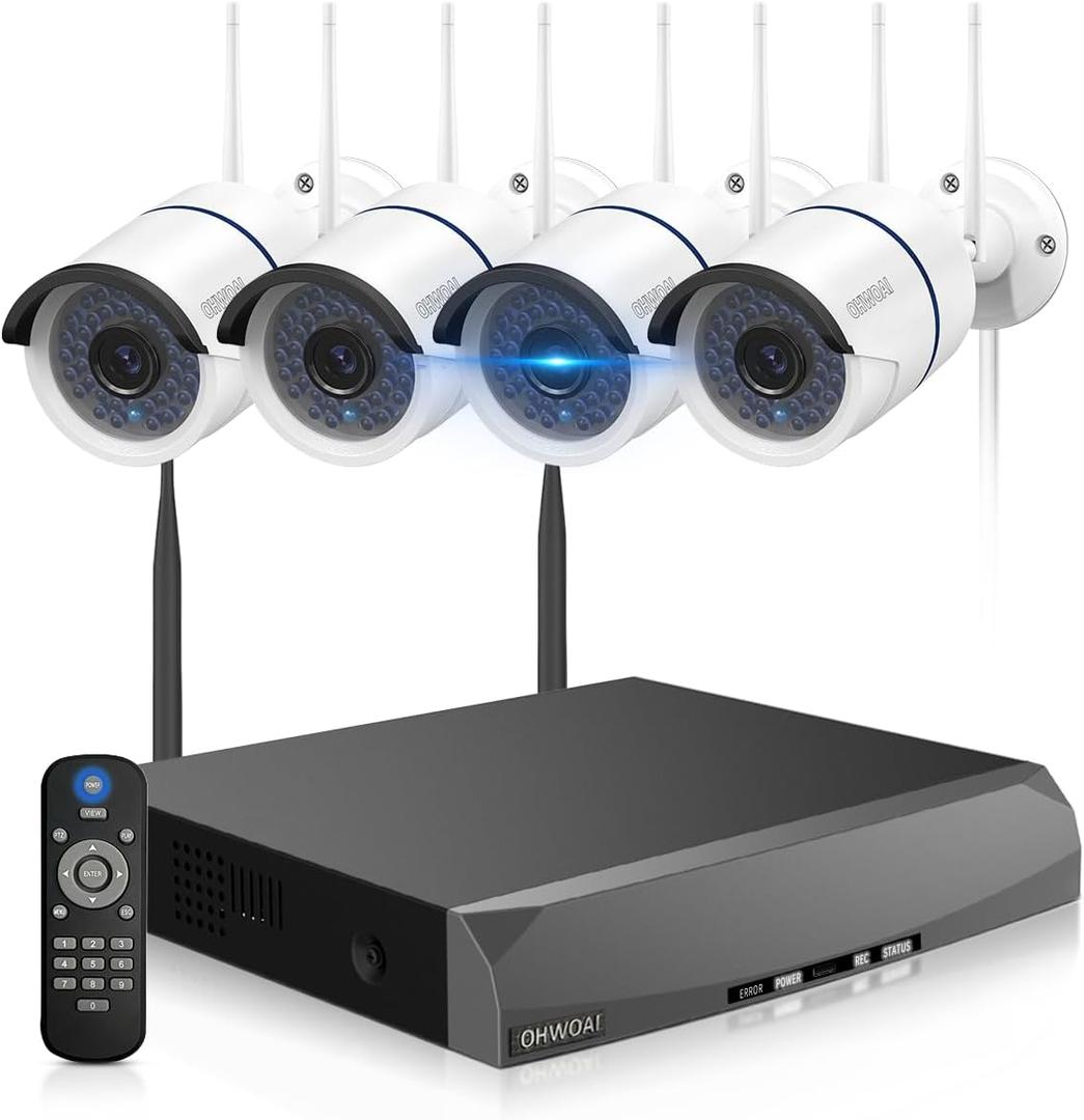 Dual Antenna Enhanced & 100FT Night VisionOutdoor Wireless Security Camera System, WiFi Cameras, Home Video Surveillance Systems, Surveillance DVR Kits