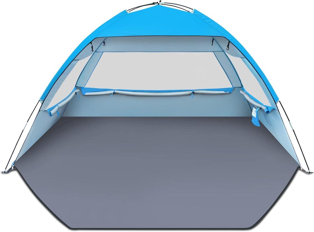 Gorich Beach Tent Sun Shelter for 3/4-5/6-7/8-10 Person with UPF 50 UV Protection, Lightweight & Easy Setup Beach Shade Canopy, Portable Beach Shade Tent Beach Cabana (3 person, Blue)