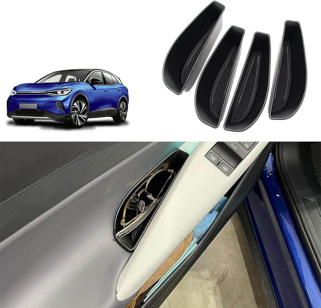 Muslogy for VW ID.4 Door Handle Storage Box Set of Four Accessories Armrest Cover, Front Door and Rear Door Compatible with VW ID 4 ID4 2021 2022 2023 2024 2025 2026