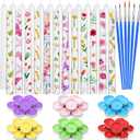 MTLEE 78 Pcs DIY Candle Painting Kit Include 12 White Taper Candles 60 Colored Tealight Candles 6 Paint Brushes for Crafts Birthday Wedding Party Favors(Multi Color)