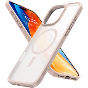 TORRAS for iPhone 16 Pro Case Translucent Matte Back/Desert Titanium Edge | Compatible with MagSafe, Military Grade Drop Protection, Stronger Magnetic, Shockproof Airbag, Color Button, Slim