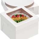 20Pack 12 Inch Cake Boxes With Cake Boards (10 boxes & 10 boards), 12X12X8 Inch White Bakery Boxes With Windown For Cajas Pasteles, Cookie, Pastries,Pie, Wedding, Birthday, Fathers day