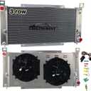 34 Inch 3 Row Aluminum Radiator for 1999-2014 Cadillac Escalade, Chevy Sonora Tahoe Avalanche Suburban Silverado 1500 2500 3500, GMC Yukon XL,Hummer H2, Radiators Electric Fan Shroud Kit