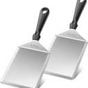 HULISEN Stainless Steel Spatula 2 pcs, 6 x 5 Inch Large Metal Spatula with Cutting Edges, Griddle Spatula for Smashed Burger, Essential Flat Top Grill Accessories, Grill Spatula for Outdoor Grill