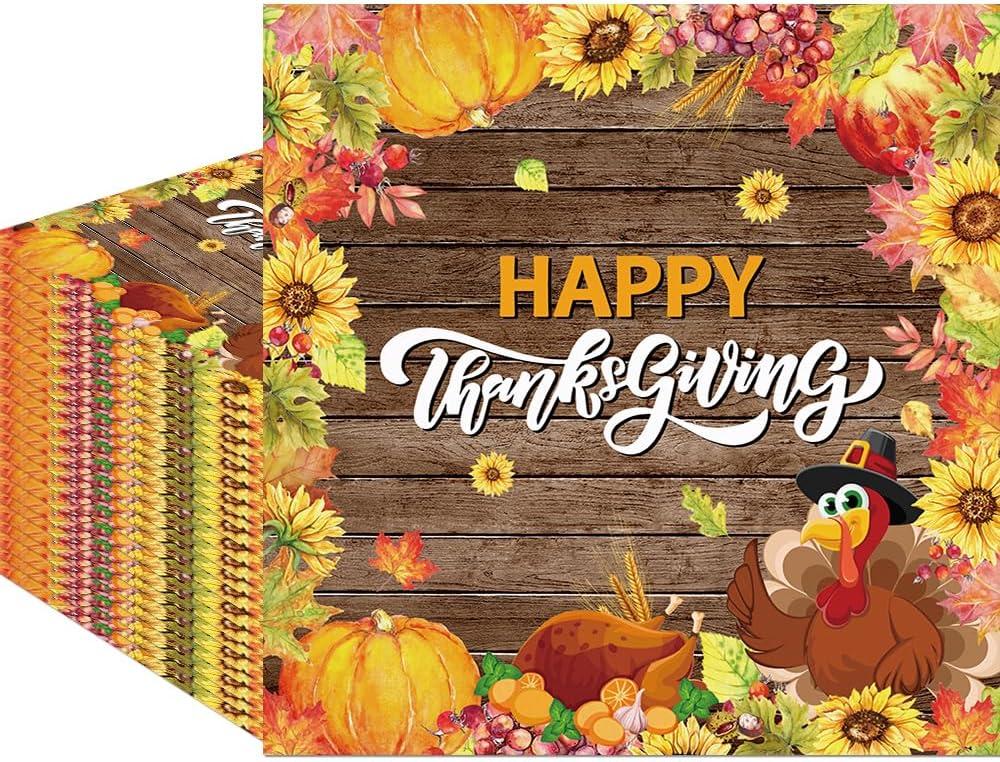 Fitumiw 80Pcs Happy Thanksgiving Paper Napkins Fall Autumn Thanksgiving Harvest Disposable Napkins Turkey Printed Decorative Napkins for Party Supplies Table Decor