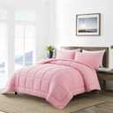 DOWNCOOL Queen Comforter Set -All Season Bedding Comforters Sets with 2 Pillow Cases-3 Pieces Bedding Sets Queen -Down Alternative Pink Queen Size Comforter Sets(88"x92")