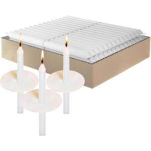 Simply Soson Vigil White Taper Candles Bulk - 112 Church Candles with Drip Protectors - White, Ritual, Memorial, Tapered