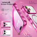 BENTOBEN for iPhone 17 Case Clear, [Compatible with MagSafe][Full Camera Protection][Cute Wave Frame][DIY Glitter Cardstock] Electroplated Wavy Shockproof 17 Phone Case 6.3" for Women, Hot Pink