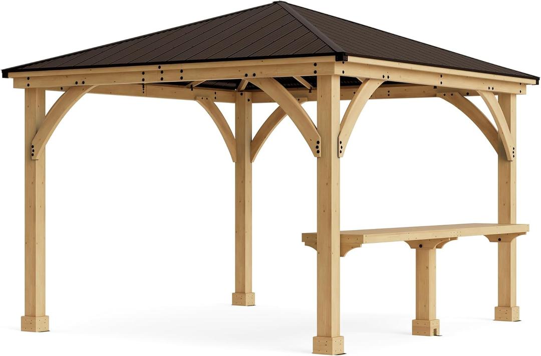 Yardistry 12' Meridian Bar Counter Attachment for 12' Pavilions, Gazebos, and Pergolas