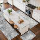 Kitchen Rug Set 4-Piece with Runner Washable Non-Slip Floor Mats for Sink,Entryway,Hallway,Bathroom Modern Abstract Neutral Soft Throw Rugs(Blue Grey,2x3+2x4+2x5+2x6)