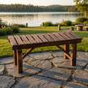Cinnvoice 35.5 Inch Outdoor Garden Bench 2 Person Wooden Patio Backless Bench Weatherproof Anti Corrosion and Anti Rust Benches for Garden Lawn Porch Park Backyard