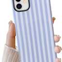 Cute Case for iPhone 12 Mini, Striped Phone Case for iPhone 13 Mini Aesthetic Pattern Design, Hybrid 2-Layer Shockproof Protective Cover for Girls Women (Blue,12mini/13mini)